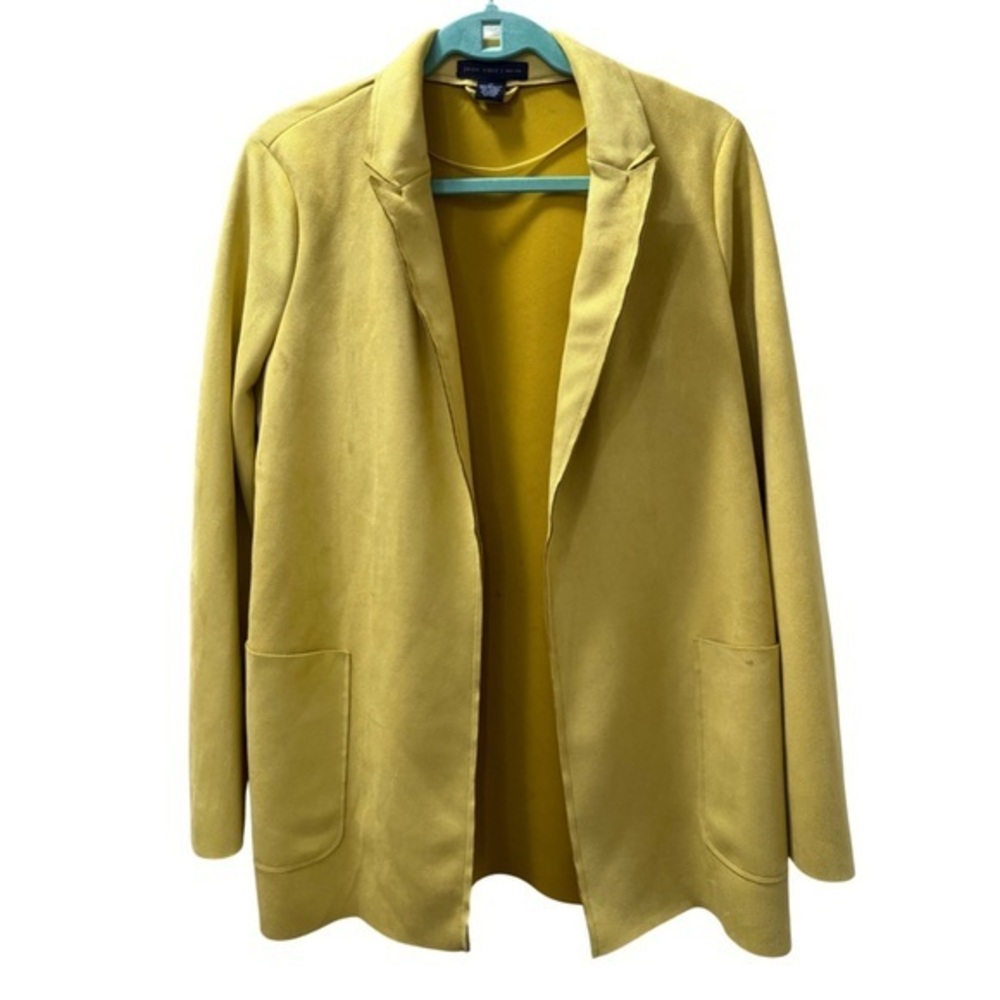 Joan Vass Faux Suede Mustard Yellow Blazer – Size M
